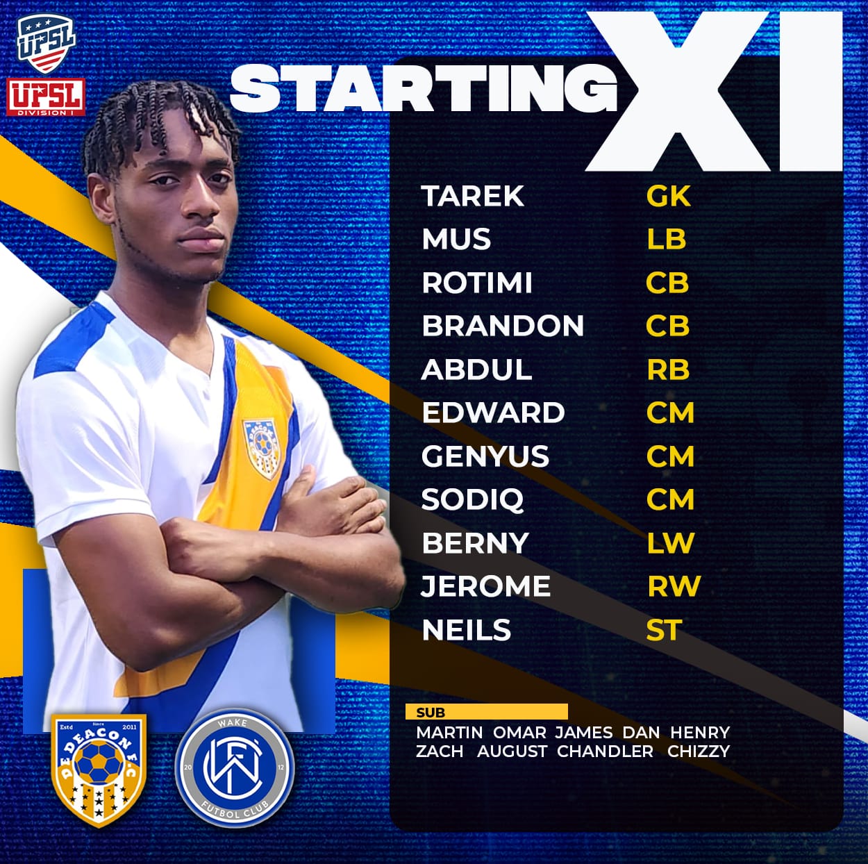 Game Day 1 line-up